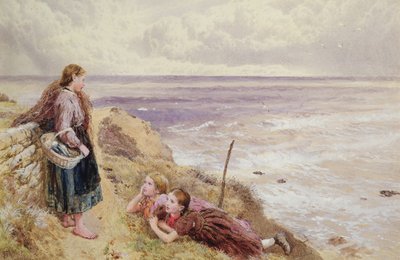 On Cullercoats Cliffs by Myles Birket Foster